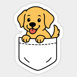 Cute Golden Retriever Puppy Pocket Pal Funny Retriever Dog Sticker